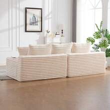 Sofas & Couches - Beige + Corduroy + Foam + 4 Seat - View 9