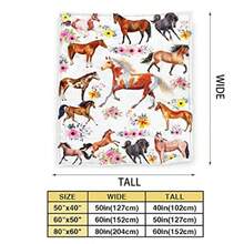 Manta de caballo para regalos para niñas mujeres caballos occidentales flores forro polar manta de franela suave y ligera para niños adultos decoración de sofá 50 x 40 pulgadas - Caballo blanco con flores - Ver 3