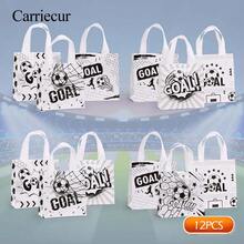 CARRIECUR 足球主题可重复使用无纺布派对礼品袋，GOAL 印花糖果礼品袋，适用于生日、运动主题派对、比赛日、婴儿派对、糖果礼品包装及派对装饰用品 - 查看 6