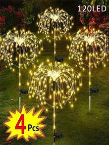 4个太阳能星爆灯,200/120/90/60颗LED户外灯串,8种闪烁模式,适用于庭院、阳台、派对、婚礼、花园、草坪、家居装饰、走廊装饰 - 多色 - 查看 31