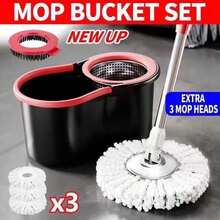 Spin Mop Bucket Cleaning System With 3 Microfiber Mop Heads, Hands-Free Self-Cleaning Wringer, Extendable Handle, Ideal For Effortless Home And Commercial Floor Cleaning - DTT01 - 查看 6