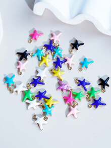 10/20/50/100 piezas Nuevo colgante de estrella de mar, lindo accesorio de llavero de dibujos animados 3D para manualidades y hallazgos de joyería - Estrella - Ver 5
