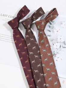 1pc Men's Fashionable Retro Mini Horse Pattern Tie, Versatile For Casual, Commute, Party & Banquet Matching - Multicolor - View 12