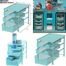 Simple Houseware - Cajón organizador apilable de 3 niveles color - Turquesa - Ver 1