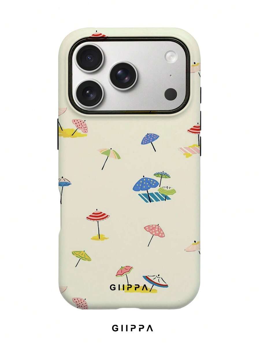1 pieza Funda de teléfono con diseño de sombrilla de playa, compatible con iPhone 17 Pro Max, 16 Pro Max, 15 Pro Max, 14 Pro Max, funda de teléfono coreana elegante e interesante, compatible con iPhone 11/12/13/14/15/16 Pro Max Plus, diseño elegante adecuado tanto para hombres como para mujeres, regalo ideal para Navidad, San Valentín, Pascua, temporada de bodas y cumpleaños para la novia - Multicolor - Ver 1