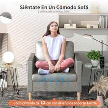 Sillon IndividualSillones para Sala Tela Sillón Tapizado Moderno Silla de Lectura Adecuada para Dormitorios Apartamentos Estudios y Oficinas en Espacios Pequeños. Gris - Gris - Ver 7