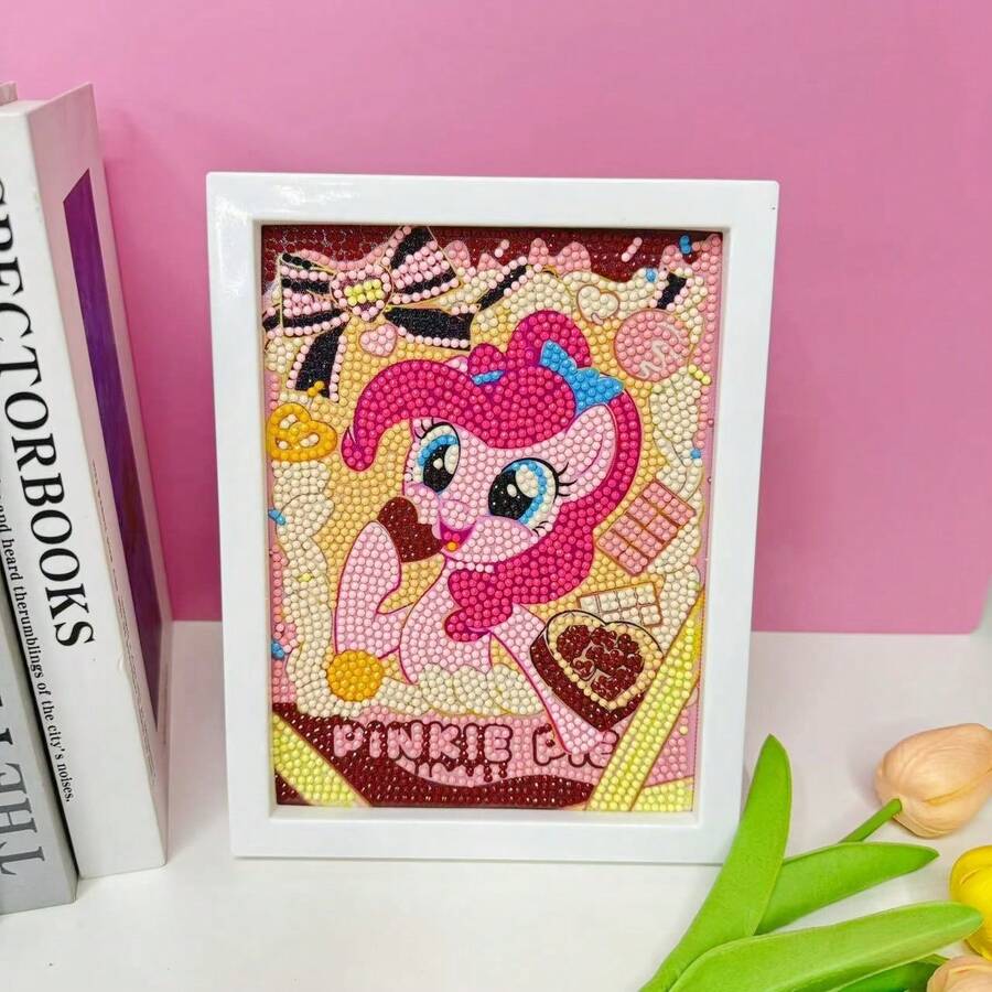 Hasbro Tranh đính kim cương Pinkie Pie cho trẻ em, có khung, bộ dụng cụ tự làm tranh đính kim cương đầy đủ, đồ chơi thủ công giáo dục, quà tặng cho bé gái. - Xem 1