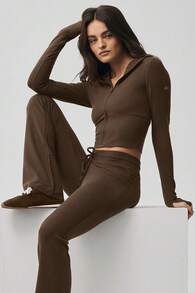 Alo Yoga Sway Full Zip Hoodie Snug Fit Women's Espresso W3980r - 棕色 - 查看 4