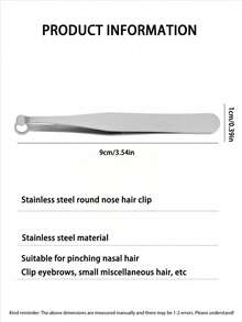 1pc Nose Hair Trimmer Tweezers, Rounded Multi-Functional Waterproof Circular Nose Hair Trimmer, Stainless Steel Manual Nose Hair Clipper For Men - Silver - View 10