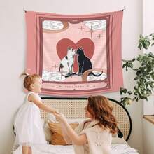 Adorable patrón de gato, estilo minimalista, lo que lo convierte en un regalo perfecto para su ser querido. Tapiz de tela moderna, hermosa decoración de pared para el dormitorio, bandera de habitación, decoración de habitación, tapiz, decoración de pared, mural, decoración del hogar. - Multicolor - Ver 6
