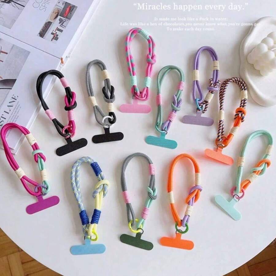 1pc Short Wrist Phone Case Connector Accessory, Universal, Anti-Slip Shock-Proof, Portable Decorative Pendant, Suitable As Birthday/Holiday Gift For Mother, Family, Friends, Phone Decor, Phone Strap - Multicolor - View 1