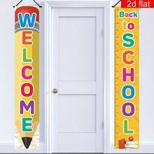 2d Flat Banner, 2pcs, Rainbow Letter Welcome Back To School Porch Sign, Polyester, First Day Of School Hanging Decorative Banner Classroom Sign, Indoor And Outdoor Wall Decoration Supplies - A - View 4