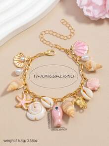 Bohemian Cute Cartoon Dopamine Retro Beach Ocean Style Pendant Bracelet - Multicolor - View 3
