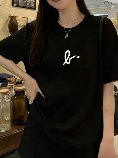 Y2K 프린트 반팔 티셔츠, 여성 여름 캐주얼 루즈핏 라운드 넥 다용도 슬리밍 상의