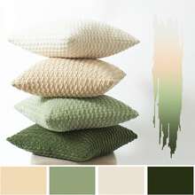 4pcs Soft Corduroy Decorative Pillow Covers, Solid Color Plush Fabric Sofa Chair Cushion Covers (Pillow Inserts Not Included), Spring - Multicolor - View 5