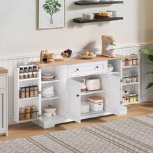 Multifunctional Kitchen Sideboard – 138cm Sideboard With Drawer, Doors And Adjustable Shelves – Modern Design With Anti-Tip Device, Ideal For Kitchen, Living Room And Bedroom - Natural Color - View 3