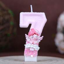 1 vela de aniversário rosa com números de 0 a 9, vela artesanal criativa e brilhante para decoração de bolo de festa de aniversário de menina. - Ver 22