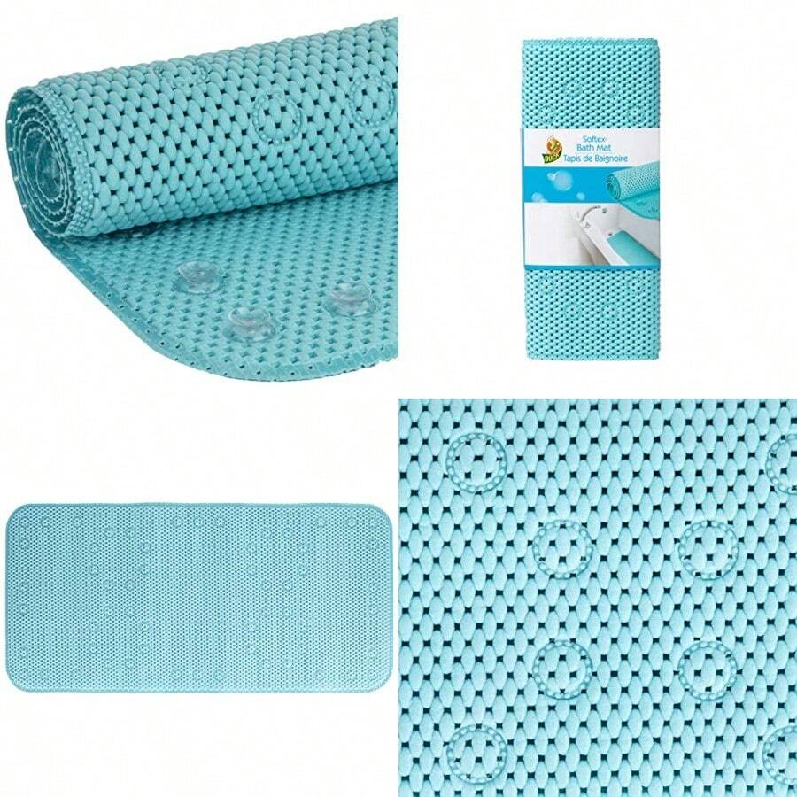 Duck Brand Softex - Tapete de baño para bañeras Lavable a máquina 17 x 36 Pulgadas Resistente al Deslizamiento 393478 - Azul - Ver 1