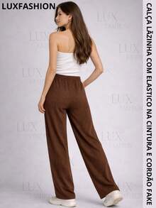Women's Winter Pants, Warm, Comfortable, Loose-Fitting, Wide Leg, High Waist. - Rỉ Nâu - Xem 6