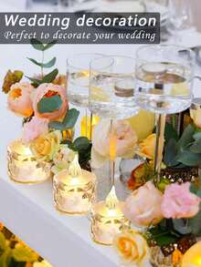 12pcs Battery Powered Flickering LED Tea Lights, Suitable For Party, Outdoor, Dining Table, Anniversary, Holiday, Proposal, Restaurant, Camping, Autumn Decor, Harvest Festival Decor, Room Decor, Bedroom Decor, Graduation, Mother's Day (Warm White, Batteries Included) (3.8cm, 4.8cm) - A - View 8