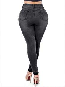 Women's Butt Lifting Jeans, High Stretch Leggings, Fashionable And Elegant, Suitable For Dates, Commuting, Casual Travel, Valentine's Day And New Year Wear Spring - 深灰色 - 查看 6