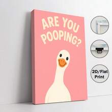1pc Frameless Canvas Poster | Funny Goose Asking "Are You Pooping?" Pink Background | Unique Bathroom Decor, Wall Art Canvas, Great For Home Office, Living Room, Bedroom, Kitchen, Hallway Wall Decoration - Multicolor - View 18