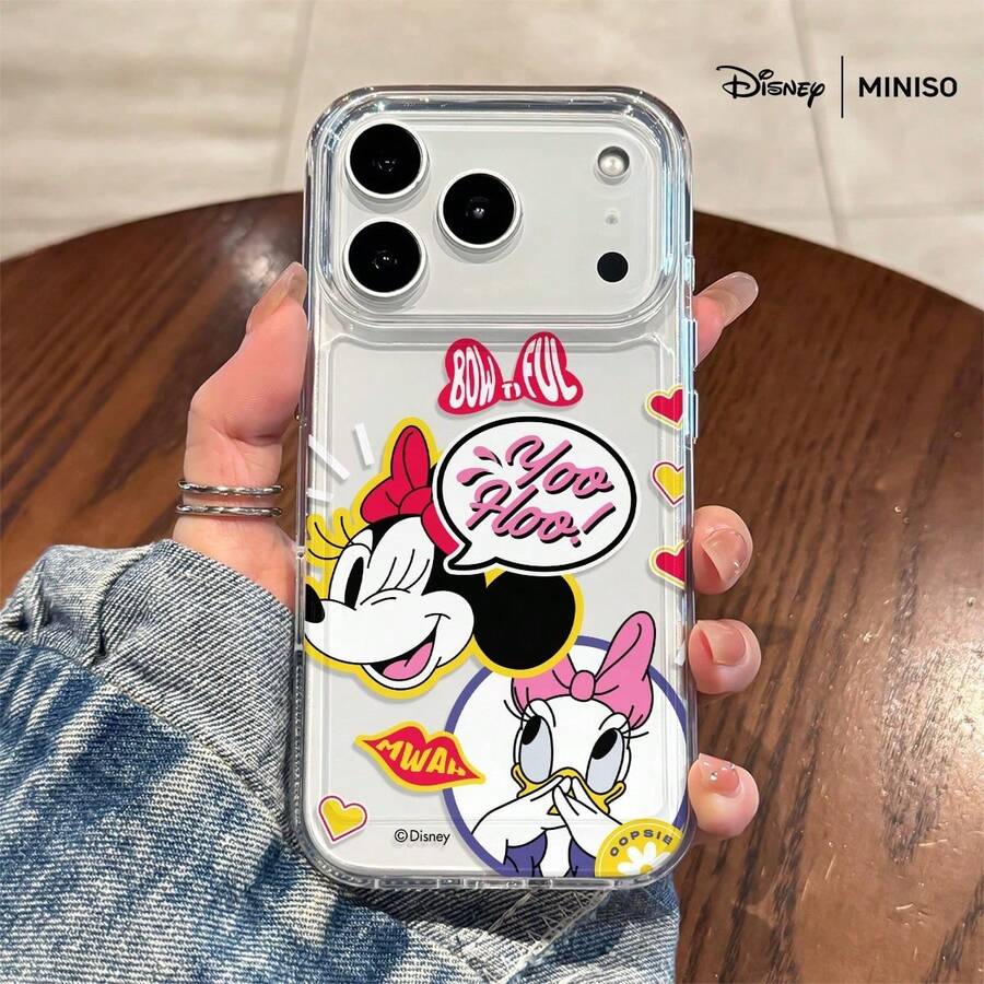 Disney Minnie Mouse & Daisy Duck Yoo Hoo! Comic Pop Art Phone Case Suitable For IPhone 17/17 Pro/17 Pro Max/17 Air/16/15/14/13/12/11/X Series Iphone 17 Pro Max Case Iphone 17 Pro Case Iphone 17 Case Stocking Stuffers The Girlfriend - Clear - View 1
