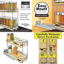 LYNK PROFESSIONAL® Élite™ Organizador de especias extraíble para gabinete - 4-1/4 pulgadas de ancho garantía limitada de por vida organizador de especias deslizante de madera y cromo - 2 niveles - Madera - Ver 1