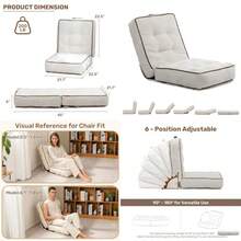 HollyHOME - Silla de piso ajustable con 6 posiciones sofá reclinable plegable con soporte trasero cojín de esponja gruesa y mango portátil cómoda silla de meditación para juegos para recámara - Beis - Ver 1