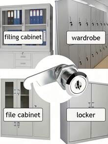 1 pieza Cilindro de cerradura de repuesto para archivador metálico, cerradura universal de lengüeta para archivador de empleados, cerradura de leva de alta con llave, diseño cilíndrico duradero adecuado para caja de herramientas, archivador, cajón de escritorio, cajón de archivos, incluye 3 placas de cerradura intercambiables y llaves para mayor - multicolor - Ver 3
