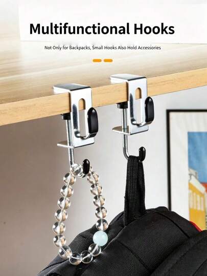 8pcs/Set Sturdy Adjustable Wall Hooks Bag Hanging Rack Organizer For Backpack Handbag Hat Scarf Home Closet Wardrobe Dorm Room Storage Accessories