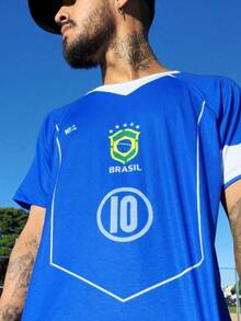 Brazil Men's DryFit Shirt, Sports Shirt, Soccer Streetwear, World Cup T-Shirt - MOD 2 - 查看 3