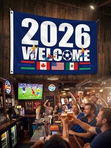 1件装-2026世界杯欢迎旗，加拿大、美国、墨西哥东道主旗帜，足球运动员艺术与国旗设计，爱国足球锦标赛装饰，适用于庭院、门廊、体育酒吧、球迷派对 - A - 查看 6