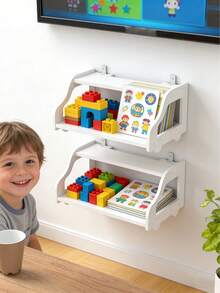 2 piezas Organizador de almacenamiento de pared multifuncional, estantería de almacenamiento colgante para el hogar, estantería de almacenamiento para decoración de dormitorio - Multicolor - Ver 2