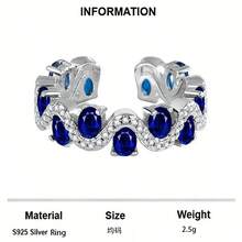 1 chiếc nhẫn bạc S925 cao cấp thiết kế hình học đính đá Zirconia tổng hợp, bản nhẫn có thể điều chỉnh, trang sức chất lượng thanh lịch dành cho nữ đeo hàng ngày. - Bạc - Xem 5