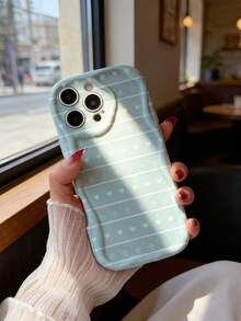 1个创意蓝白条纹波浪形屏幕边缘保护手机壳，兼容苹果7/8/X/XR/XSMAX/11/12/13/14/15/16/17 Pro Max、A14/A15/A16/A17/A04/A05/A06/A07/A54/A55/A56/A57/A34/A35A/36/A37/S26/S26Plus/S26Ultra、Transsion SMART7/8/9/10 - 奶油白色 - 查看 2