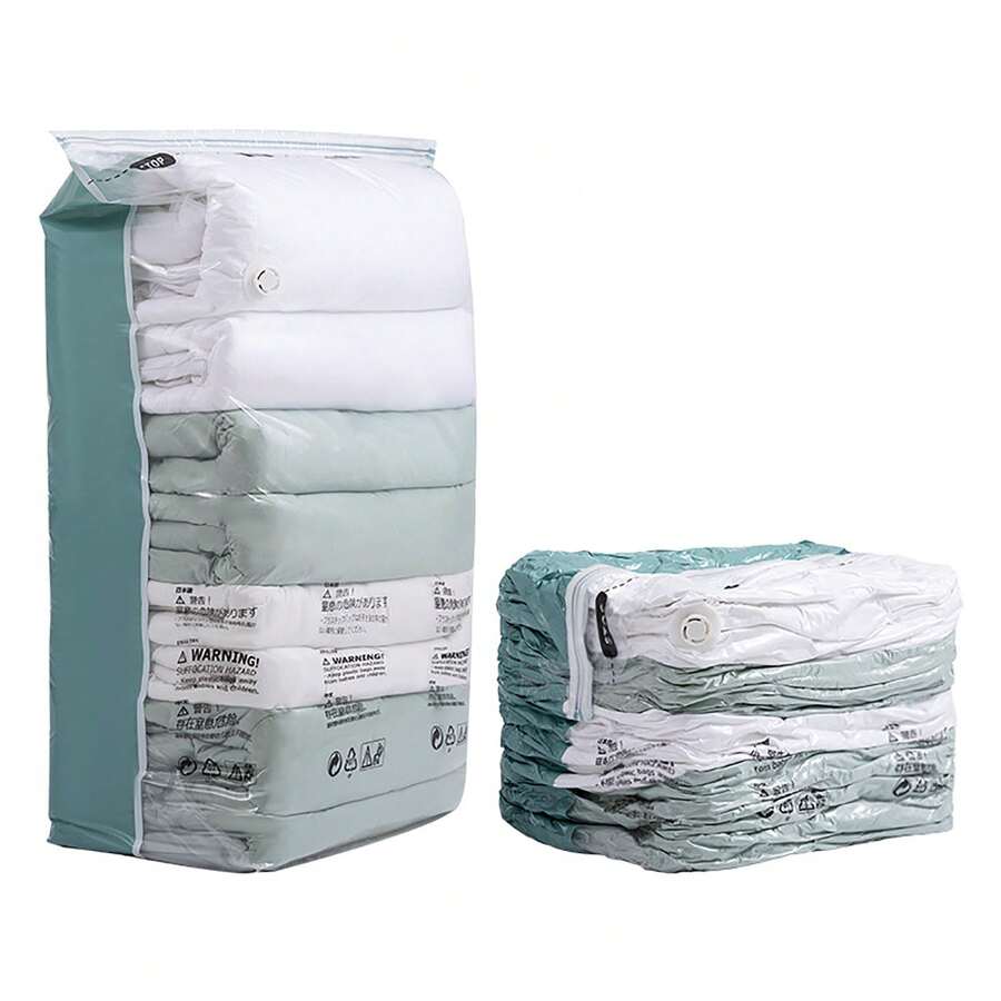 2 piezas Bolsas de almacenamiento al vacío 3D, sin necesidad de bomba de aire, adecuadas para edredones, ropa de cama, almohadas, mantas, ropa, viajes, almacenamiento en el hogar - Ver 1