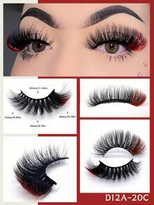 Colored Lashes,White Pink Red Blue Lashes,1pair 20mm Faux Mink Fluffy Colorful False Eyelashes,Colored Bejeweled Eyelashes Beauty Makeup Strip Lashes,Lashes,Eyelashes,Lashes - D9x-22c藍色 - 查看 8