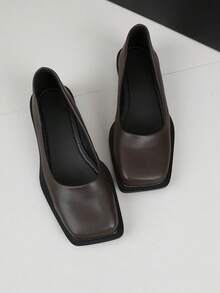 XBYASDF 2026 New Brown Minimalist Square Toe Flat Slip-On Loafers, Versatile For Commuting And Casual Wear - Brown - View 9