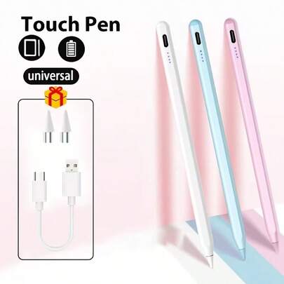Bút cảm ứng Apple Pencil sạc nhanh, tương thích với iPad/máy tính bảng Android - Bút cảm ứng điện dung độ chính xác cao dành cho iOS, Kindle, bao gồm đầu bút thay thế và cáp sạc.