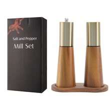 2 Sets Of Stainless Steel Manual Salt And Pepper Grinders With Wooden Base, Adjustable Ceramic Rotor, Suitable For Kitchen, BBQ, Picnic - Multicolor - View 13