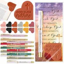 18 Sets Mother's Day Christian Gifts For Church Bulk God Bless Mother Bible Verse Leather Heart Corner Bookmarks Pens Motivational Scripture Card Religious Party Favor For Moms Godmother - 多色的 - 查看 7