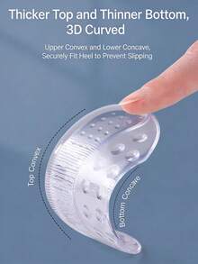Silicone Heel Grips Anti-Slip Heel Pads For High Heels, Thickened Half-Size Shoe Inserts To Adjust Shoes One Size Too Large - Clear - View 7
