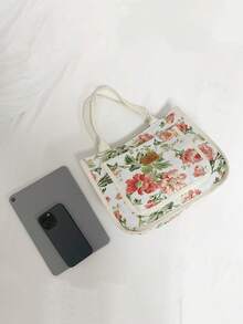 Minimalist Fashionable Print Handbag, Suitable For Work, Lunch Box, Mommy Outdoor Canvas Small Bag - Multicolor - View 8