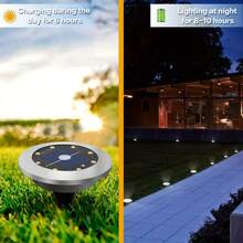 1/4/8/12 Pcs Mini Solar 8LED In-Ground Lights, Outdoor Stainless Steel Solar Ground Lights, Solar Pathway Lights For Yard, Garden, Walkway, Driveway, Solar Landscape Lighting, Solar Powered, No External Power Source, Suitable For Outdoor Use - Multicolor - View 5