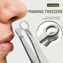 1pc Nose Hair Trimmer Tweezers, Rounded Multi-Functional Waterproof Circular Nose Hair Trimmer, Stainless Steel Manual Nose Hair Clipper For Men - Silver - View 1