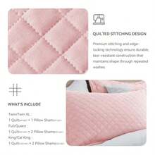 SunStyle Home Juego de Edredón Individual Rosa Edredón Ligero Colcha Manta Tamaño Individual Cobertor con Costura Acolchada Duradera con 1 Funda de Almohada en Patrón de Diamante Todas las - 06 Diamante Rosa - Ver 6