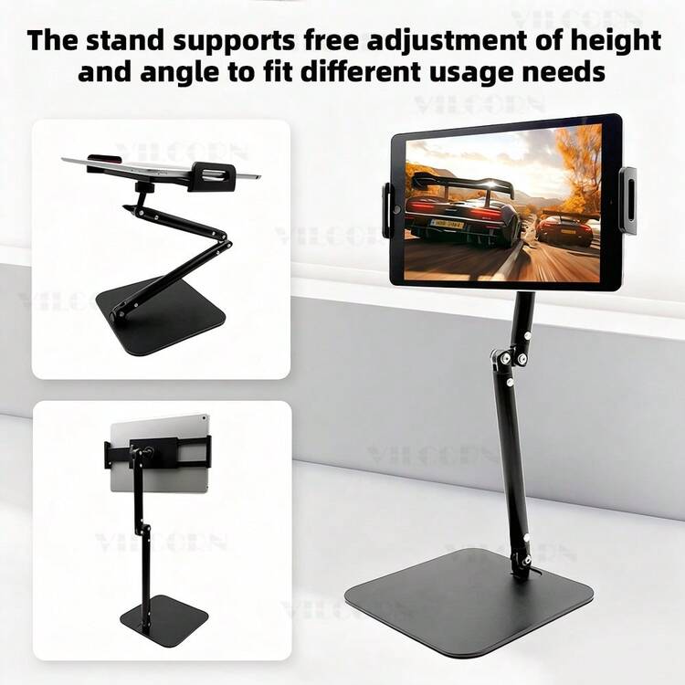 360° Adjustable Rotating Monitor Stand, Tilt Clamp, Universal Extendable Display Holder Desk Mount, Live Streaming Desk Phone Tablet Bracket, Suitable For Adjustable Long Arm Foldable Monitor Stand, Aluminum Alloy Material - View 4