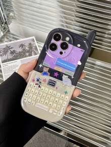 时尚卡通风可爱猫咪爱心设计保护壳，兼容苹果15英寸手机，创意软壳，兼容 13 Pro Max、17、14 Pro，独特新颖 - 彩色 - 查看 4