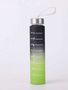 Fitness Time Scale Water Bottle, Large Capacity Gradient Color Sports Water Jug, Portable Bounce Lid Straw Cup - Black and Green Gradient - View 11